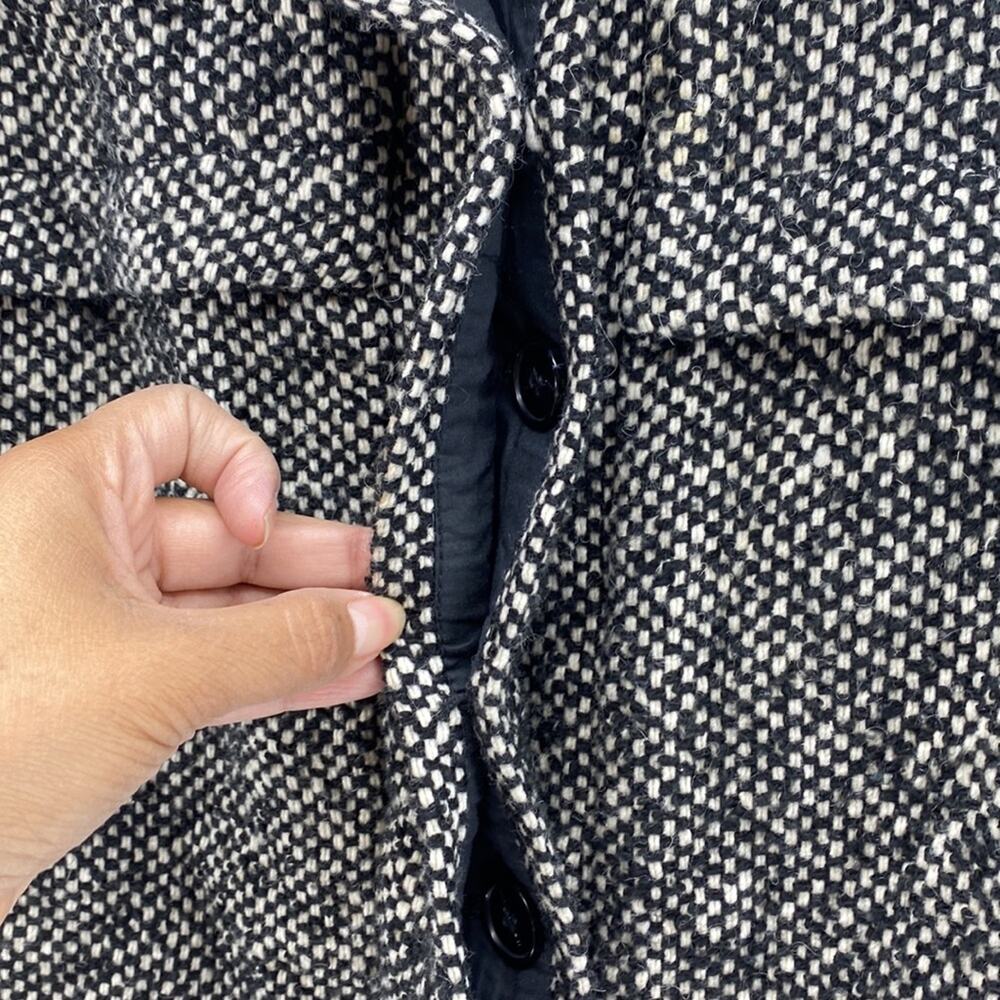 Zara Basic Tweed Full Zip Jacket Black White Marl… - image 6